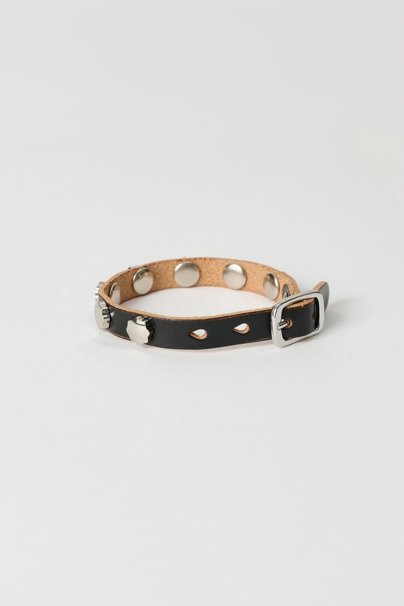 OUR LEGACY | FLOWER BRACELET / DEEP BLACK LEATHER フラワースタッズ