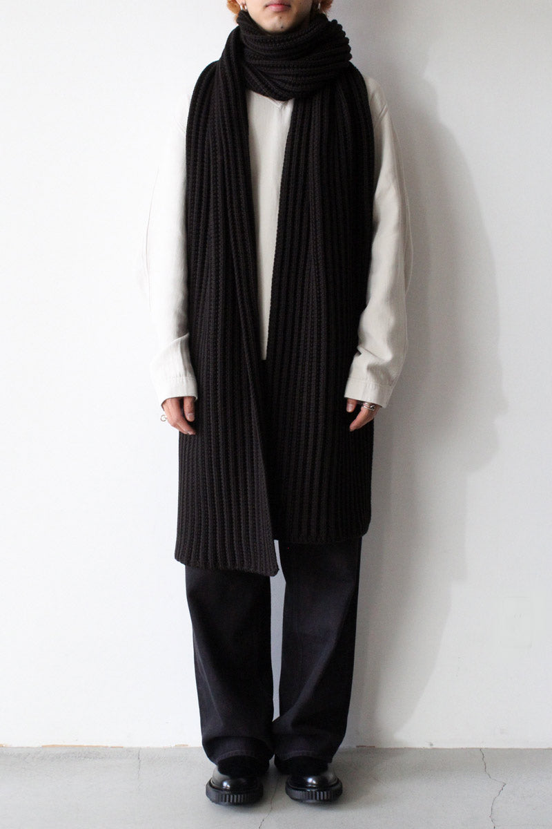 CASEY CASEY | SCARF OPEN RIB-WOOLY / BROWN ウールロングスカーフ