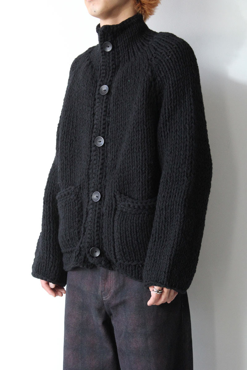 CASEY CASEY | CARDIGAN-SO WOOL / BLACK ハンドニットカーディガン