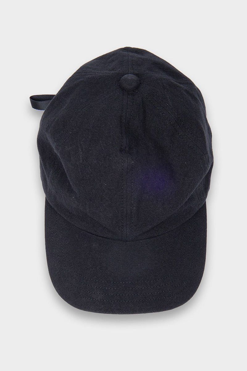 MAN-TLE | R0 CAP-3 / BLACK WASH Washed cotton chambray 6 panel cap