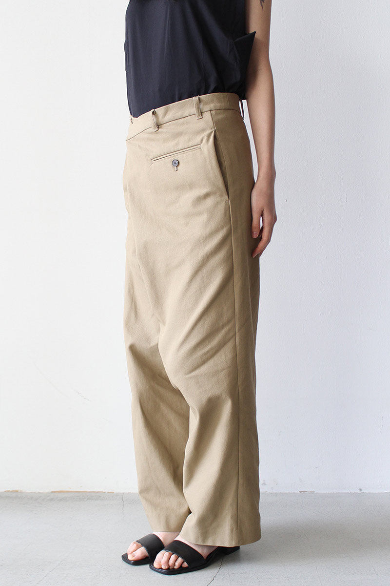 LITTLE $UZIE | SIDE FOLD WIDE TROUSERS / BEIGE コットンツイル  