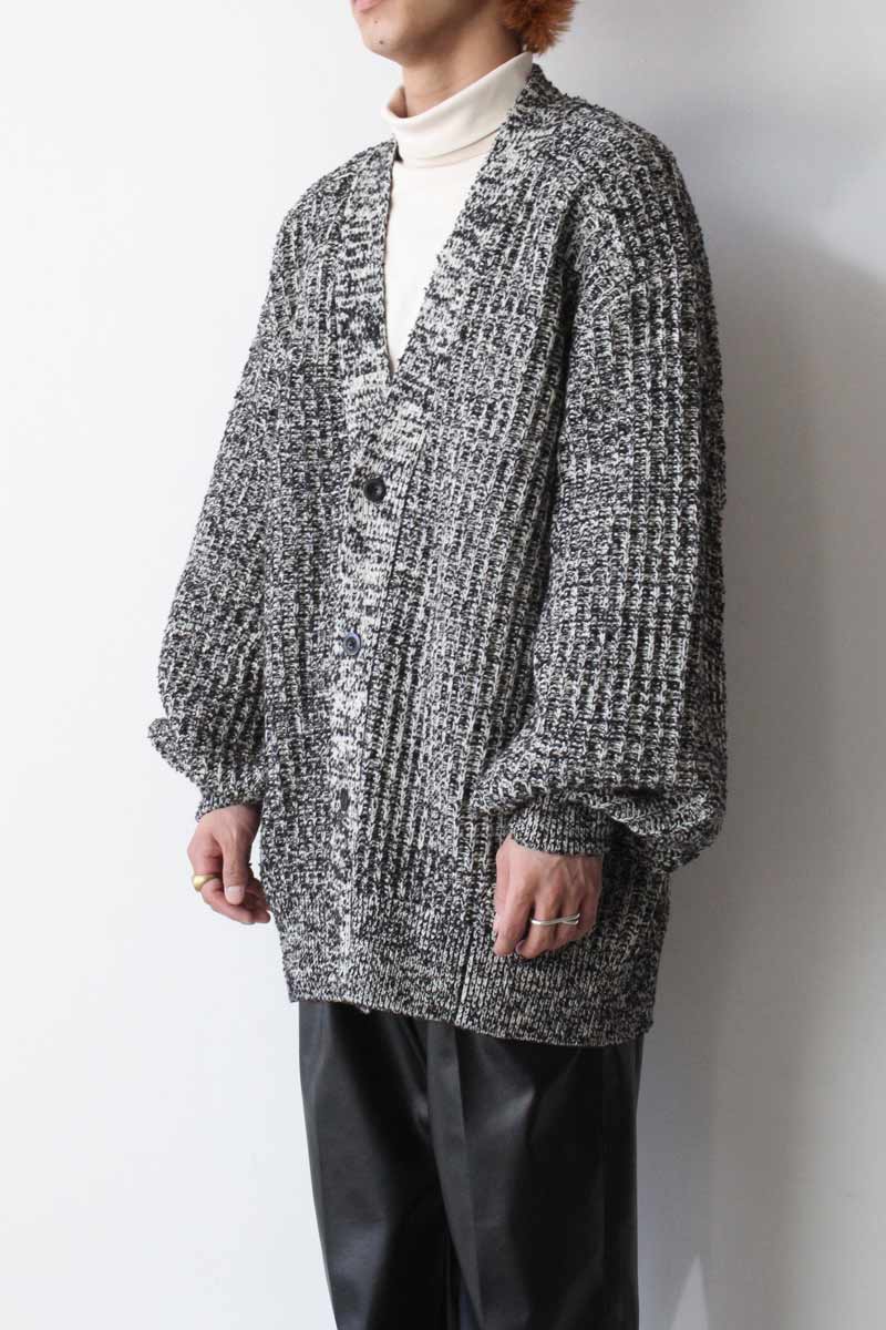 08SIRCUS | WO/CO MELANGE CARDIGAN / IVORY X BLACK メランジ