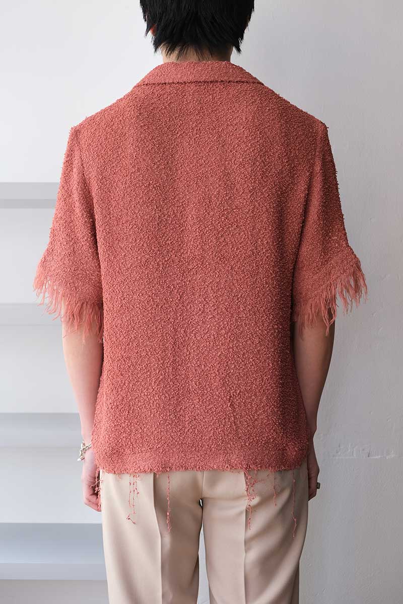 SEFR | FAUSTO SHIRT / WASHED FRINGED RED フリンジオープンカラーシャツ – STOCK