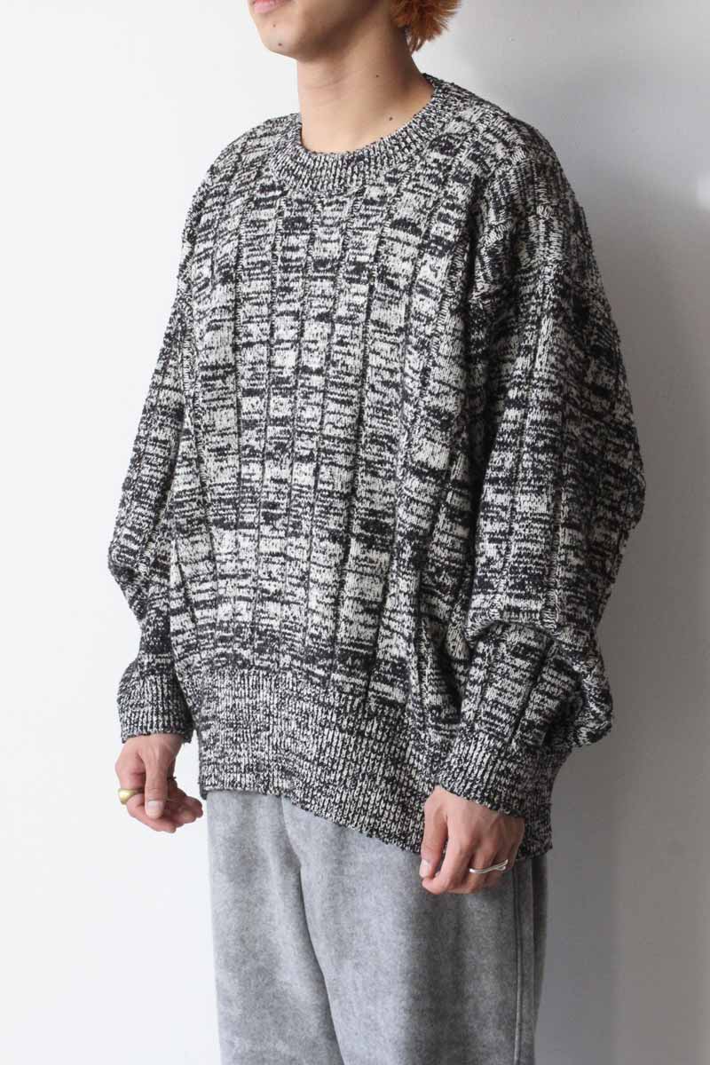 08SIRCUS | WO/CO MELANGE SWEATER / IVORY X BLACK メランジセーター