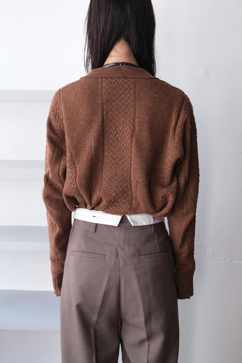 STOCKHOLM SURFBOARD CLUB | BROKE CARDIGAN / BROWN クロップドポロ