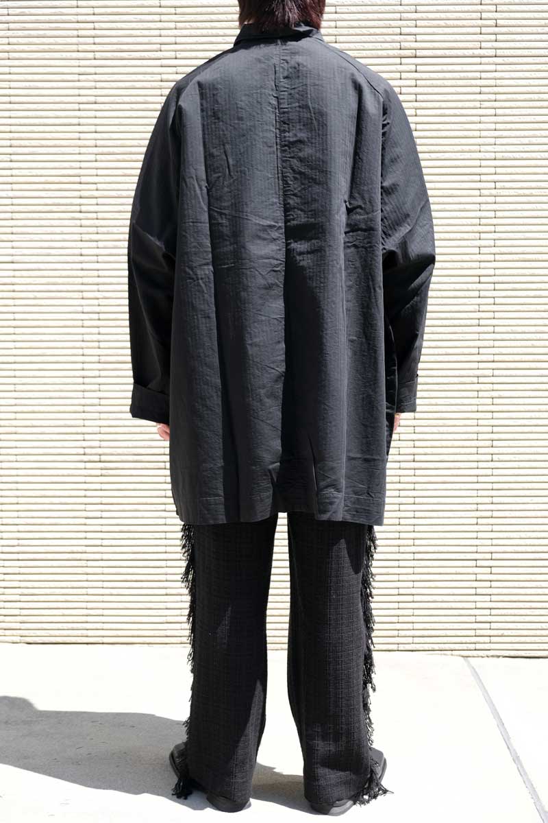 CASEY CASEY | MANCHESTER COAT-WAXY / BLACK オイルドリラックスバルカラーコート – STOCK