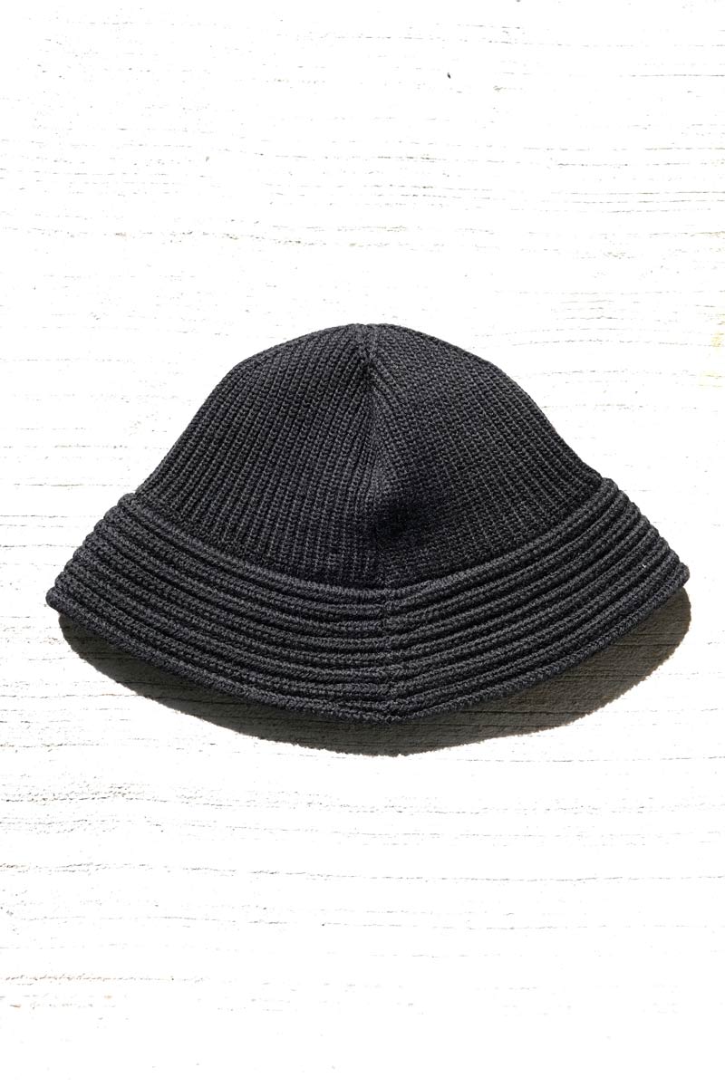 WOOL KNIT BALLOON HAT / BLACK