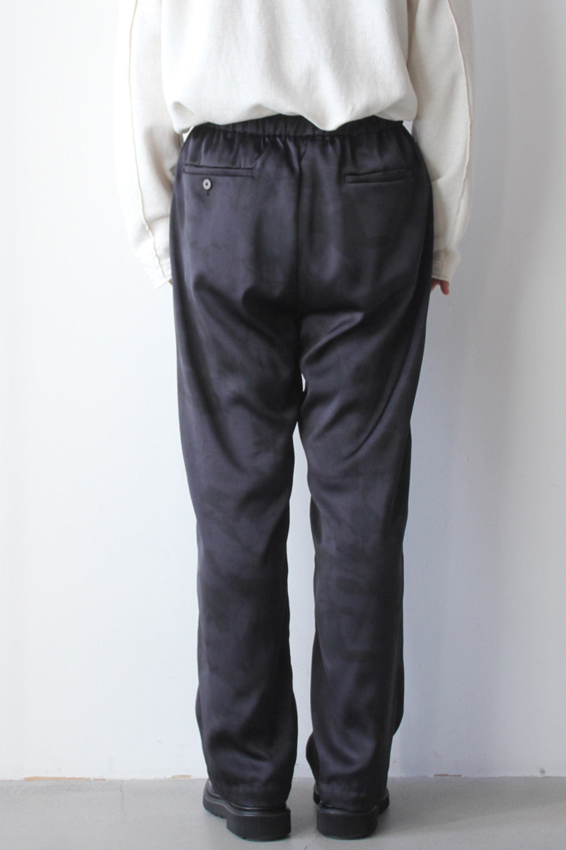 08SIRCUS | VINTAGE SATIN HALF TONE EASY PANTS / BLACK サテン