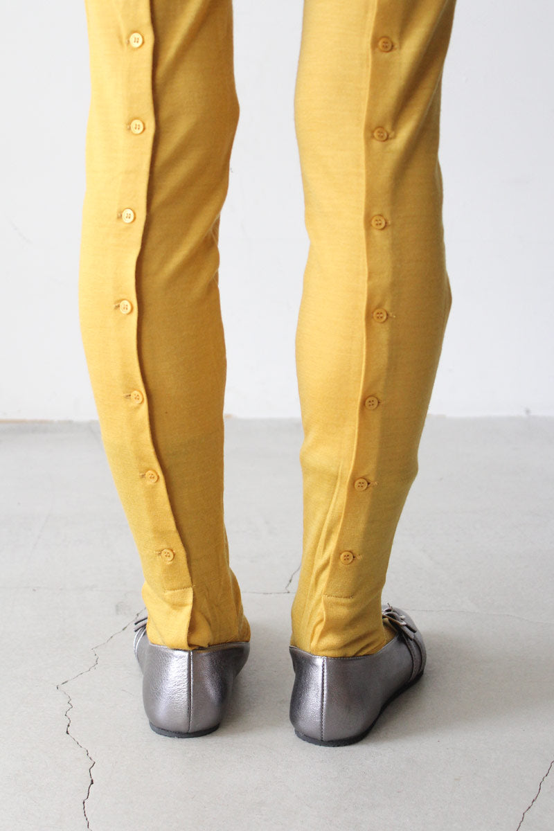 LITTLE $UZIE | WOOL BACK BUTTON TIGHTS / YELLOW ボタンデザイン