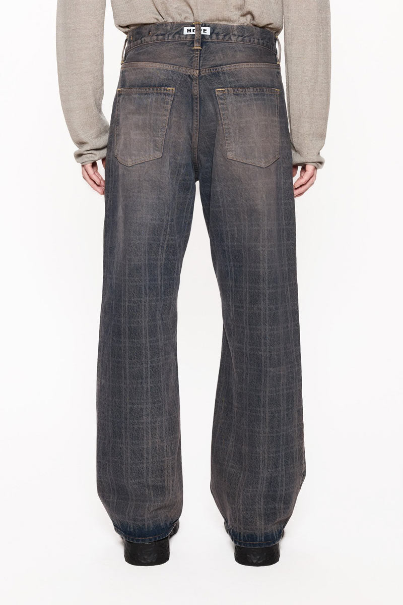 HOPE | CRISS JEANS / DUSTY BLUE CHECK リラックスブーツカット