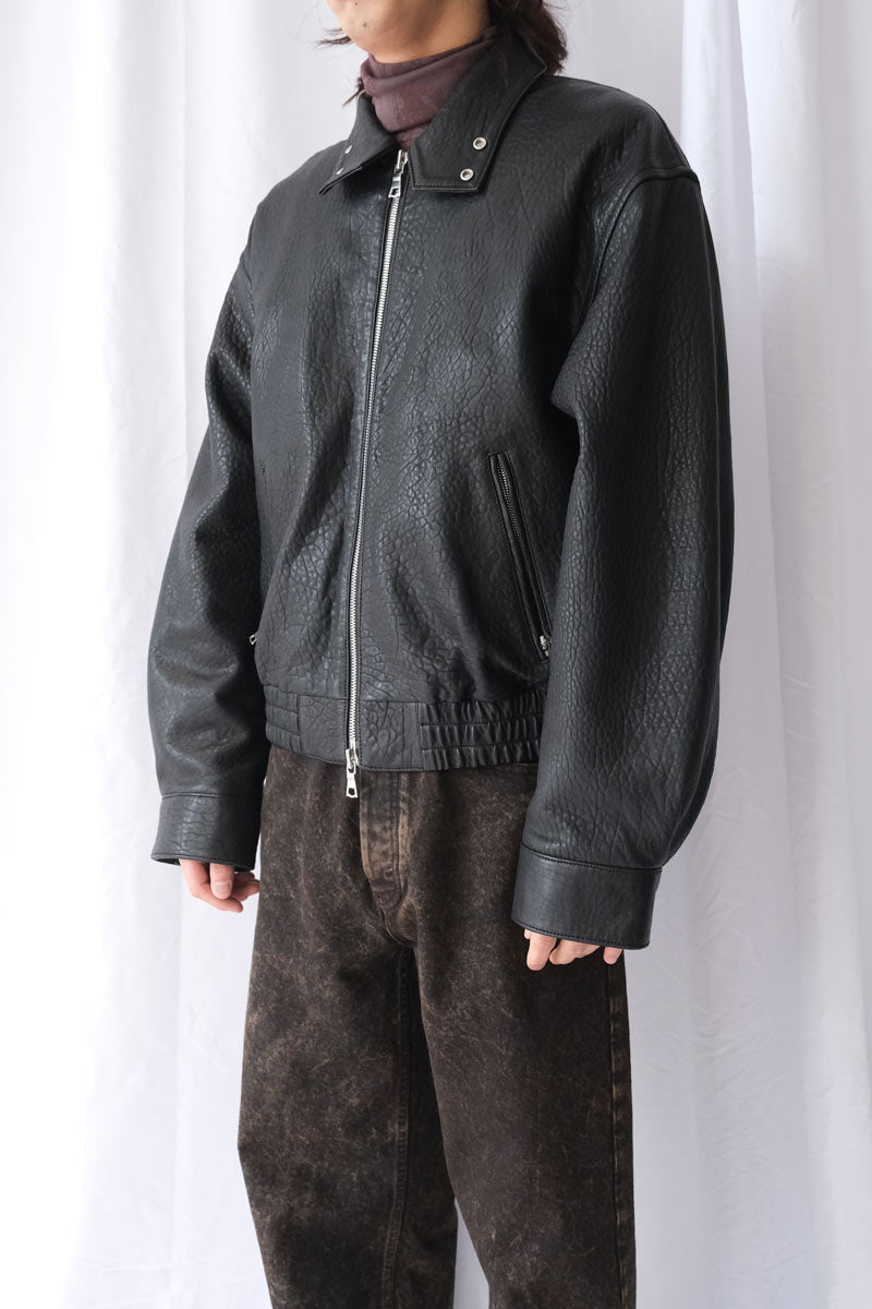 HOPE | BEAM BOMBER JACKET / GRAINY BLACK LEATHER ラムレザージップ