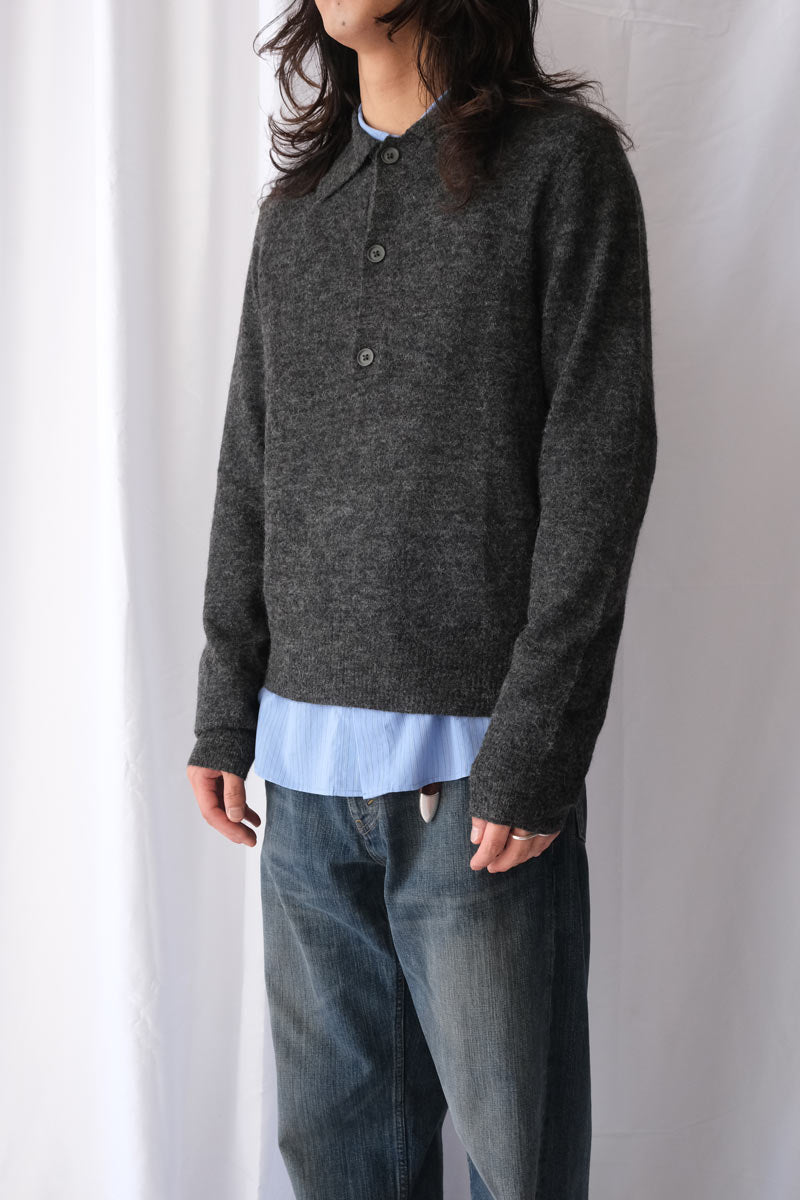 HOPE | PROPER SWEATER / GREY ALPACA Alpaca Polo Knit – STOCK