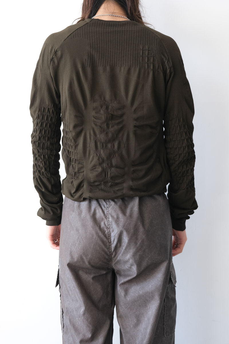 ROA | 3D KNIT LONG SLEEVE / DARK BROWN BLACK ハイゲージデザイン