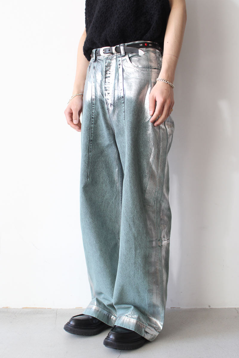 WIDE SEAM DENIM BAGGY PANTS .11 / FOILD FADE GREEN