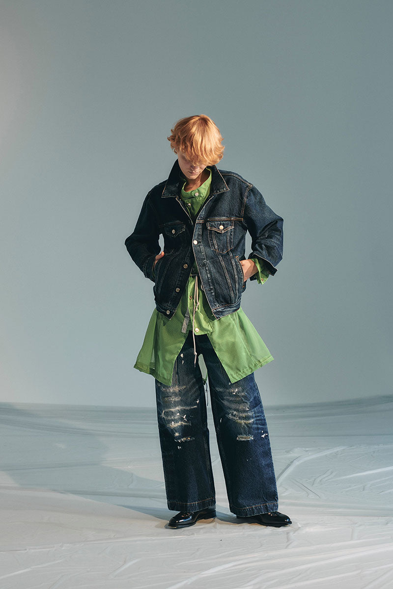 SUBLATIONS | WIDE SEAM DENIM BAGGY PANTS .13 / DAMAGE INDIGO