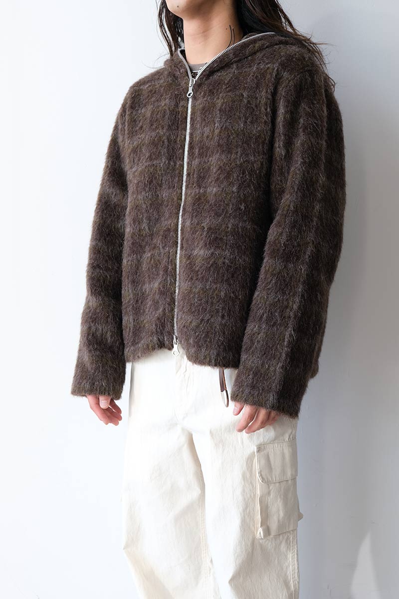 OUR LEGACY | FULL ZIP HOOD / DORF CHECK HAIRY WOOL