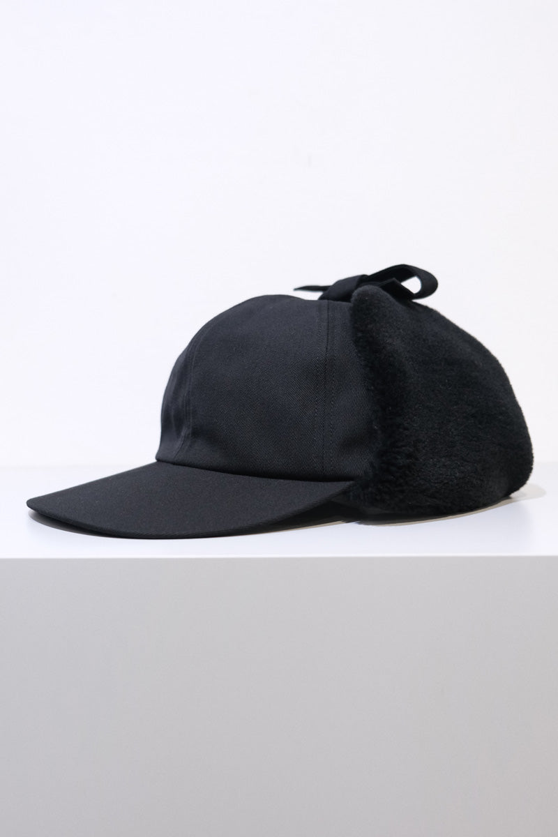 COMESANDGOES | CLEAR TWILL EAR CAP1 / BLACK イヤーフラップキャップ