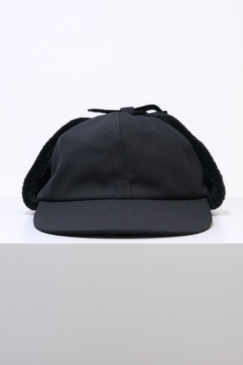 COMESANDGOES | CLEAR TWILL EAR CAP1 / BLACK イヤーフラップキャップ – STOCK