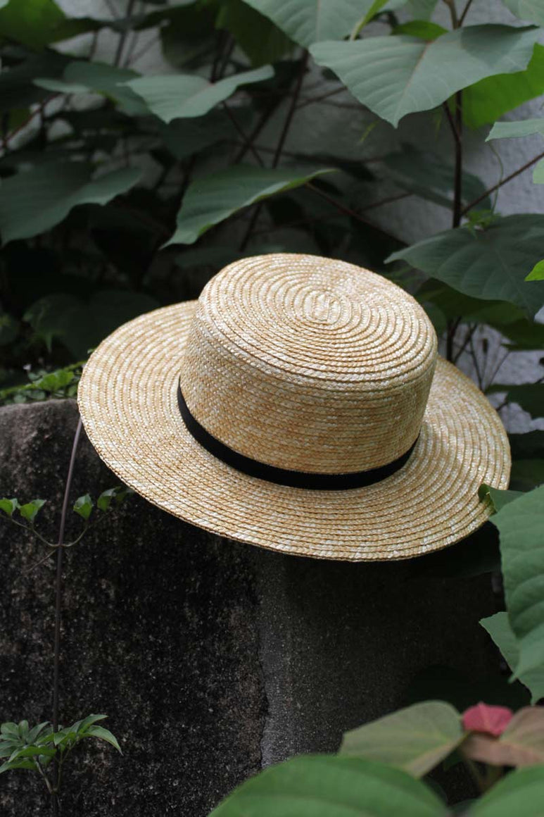 10mm WHEAT BRAID BOATER HAT / NATURAL