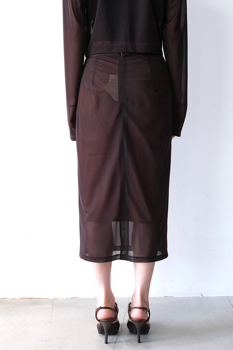 LITTLE $UZIE | SHEER TRICOT SKIRT WITH INNER / CHOCOLATE