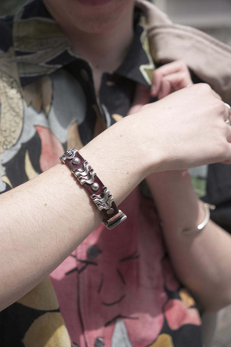OUR LEGACY | WAVE BRACELET / BURGUNDY CHROMEXCEL LEATHER
