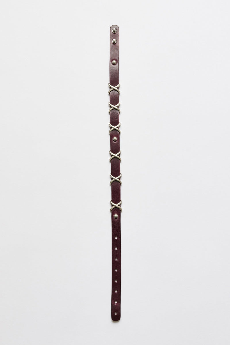 OUR LEGACY | 2CM CHOKER / TRIO CROSS MERLOT RED LEATHER