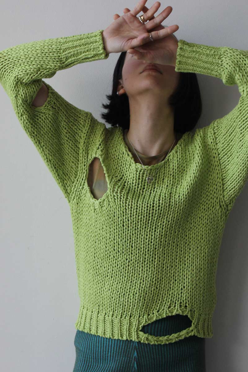 PALOMA WOOL | RENZO KNIT SWEATER / PASTEL LIME ローゲージ