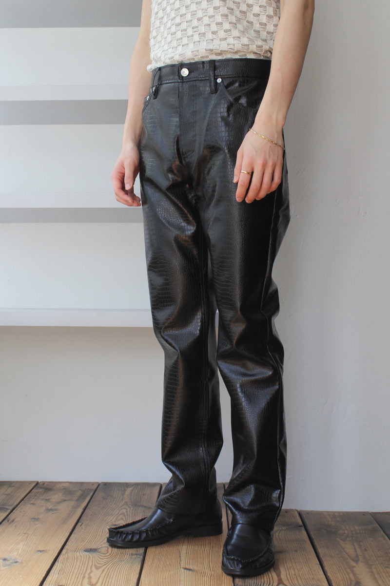 SEFR | LONDRE TROUSER / BLACK CROCO ビーガンレザーストレートパンツ