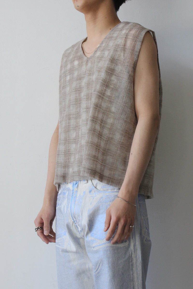 OUR LEGACY | DOUBLE LOCK VEST / GREY DISINTEGRATION CHECK Vネック