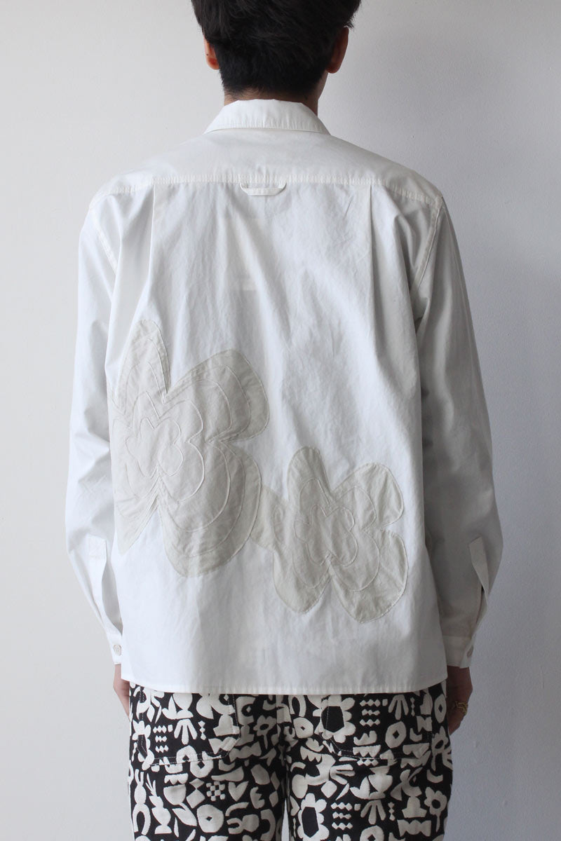 XENIA TELUNTS | PLANT SHIRT / WHITE デザインコットンシャツ – STOCK