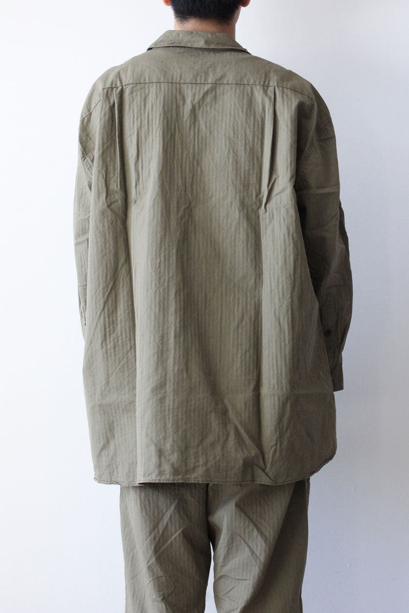 CASEY CASEY | HAMNET SHIRT -WAXY / KHAKI ワックスコットンシャツ