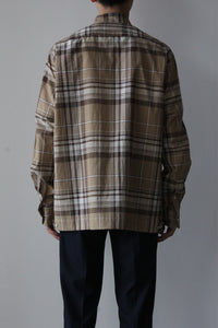 L/S MADRAS CHECK STAND COLLAR SHIRT / BEIGE BROWN [50%OFF]