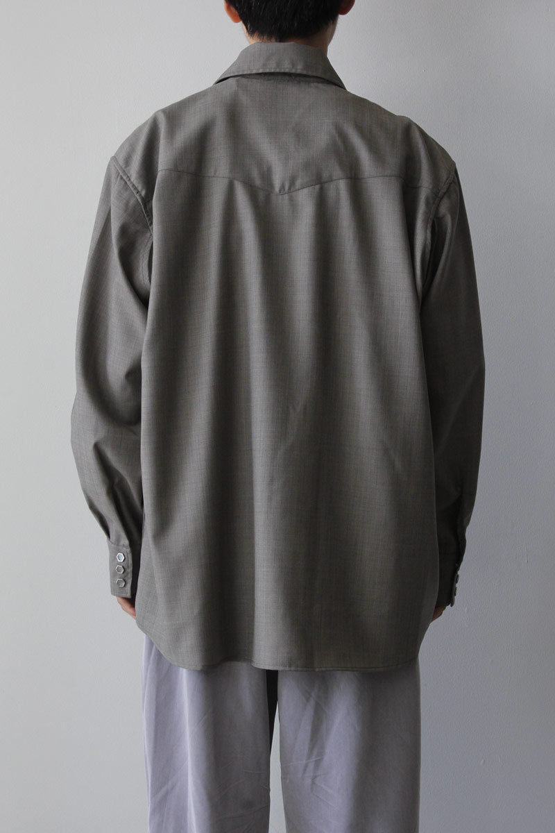 CUT RANCH SHIRT / STONE GREY WOOL [40%OFF]