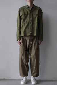 MILITARY COTTON FLAX SHIRT / OLIVE
