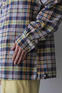 L/S MADRAS CHECK STAND COLLAR SHIRT / NAVY YELLOW [50%OFF]
