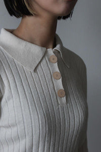 LILY - KNITTED POLO / BEIGE [40%OFF]