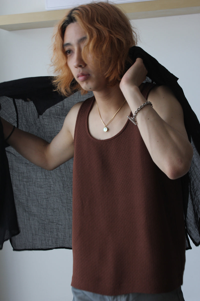 OUR LEGACY | SINGLET / RUST RED PANAMA COTTON タンクトップ – STOCK