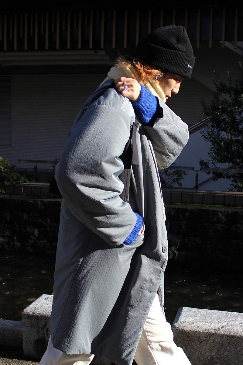 NYLON RIPSTOP PADDED OVER COAT / BLUE GRAY [50% OFF]
