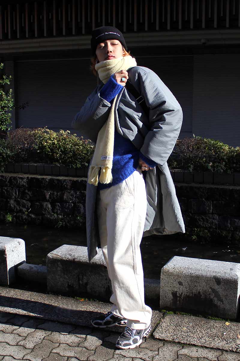 NYLON RIPSTOP PADDED OVER COAT / BLUE GRAY [50% OFF]