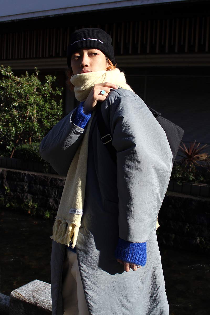 NYLON RIPSTOP PADDED OVER COAT / BLUE GRAY [50% OFF]