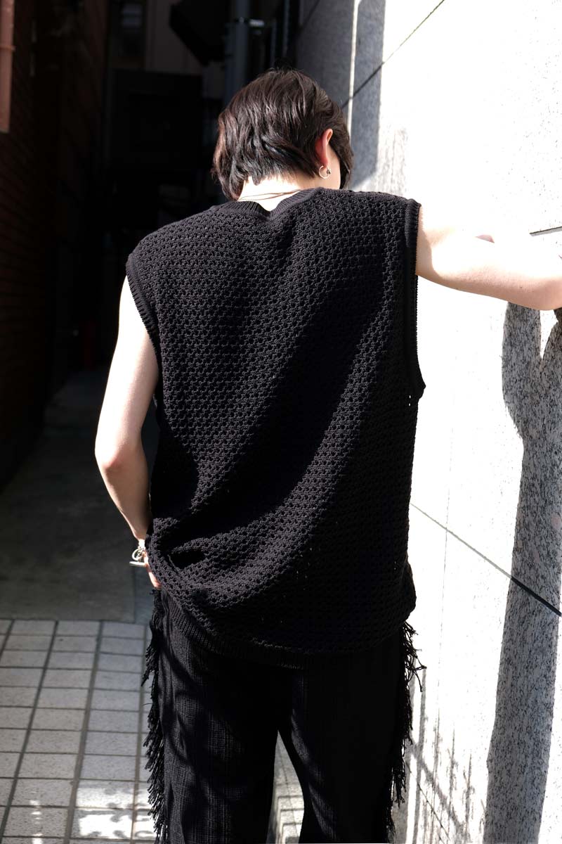 LILY YARN MESH KNIT VEST / BLACK [40%OFF]