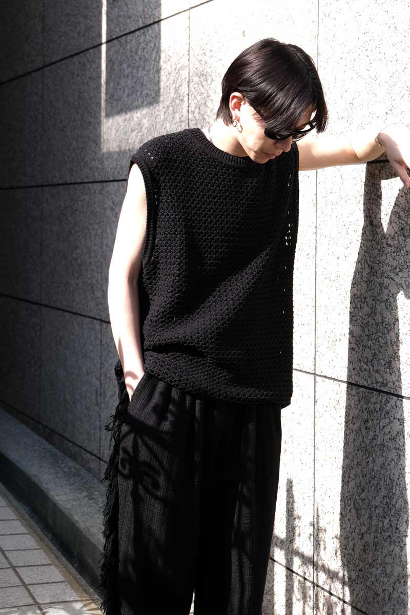 LILY YARN MESH KNIT VEST / BLACK [40%OFF]