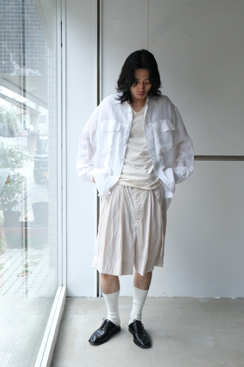 CUPRO SHRINK SHIRT / WHITE [30%OFF]