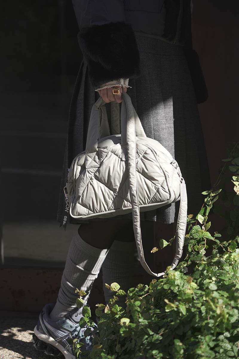 TAION DOWN MINI BOSTON BAG / MOSS GRAY