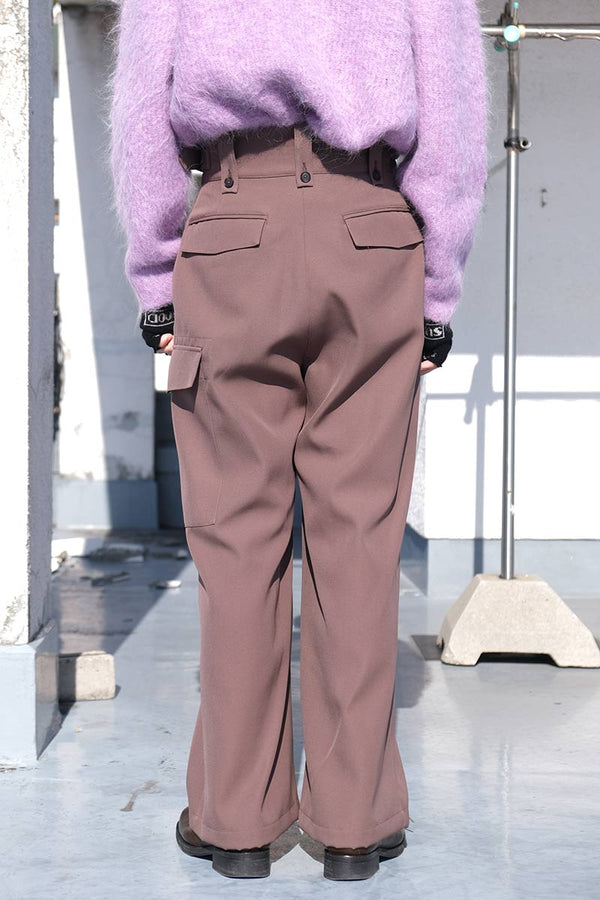 HEAVY WOOL GABARDINE GURKHA CARGO PANTS .11 / ROSE GREY [STOCK EXCLUSIVE]