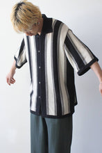 画像をギャラリービューアに読み込む, GIMA COTTON STRIPE KNIT SHIRT / BLACK