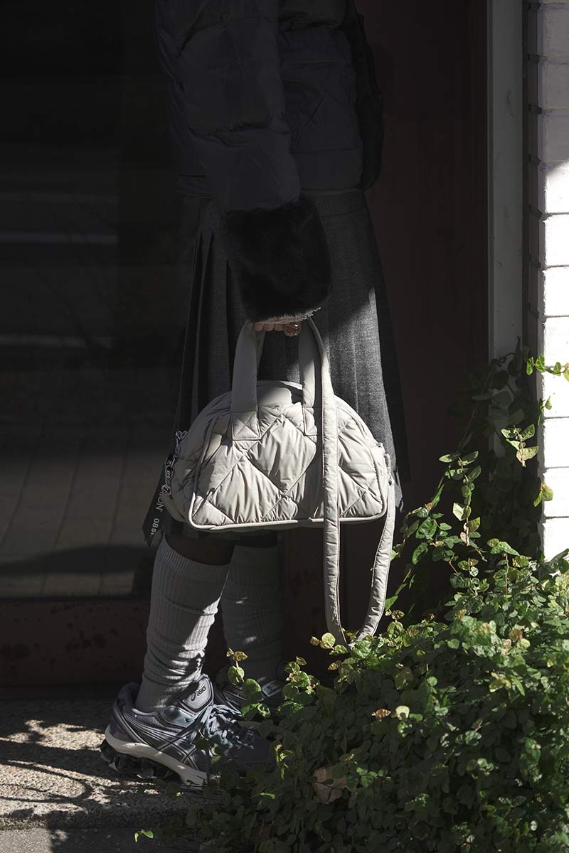 TAION DOWN MINI BOSTON BAG / MOSS GRAY