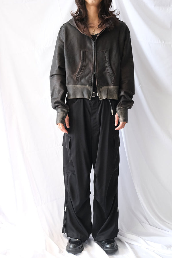 LIGHT TWILL PARACHUTE ZIP PANTS / BLACK [20%OFF]