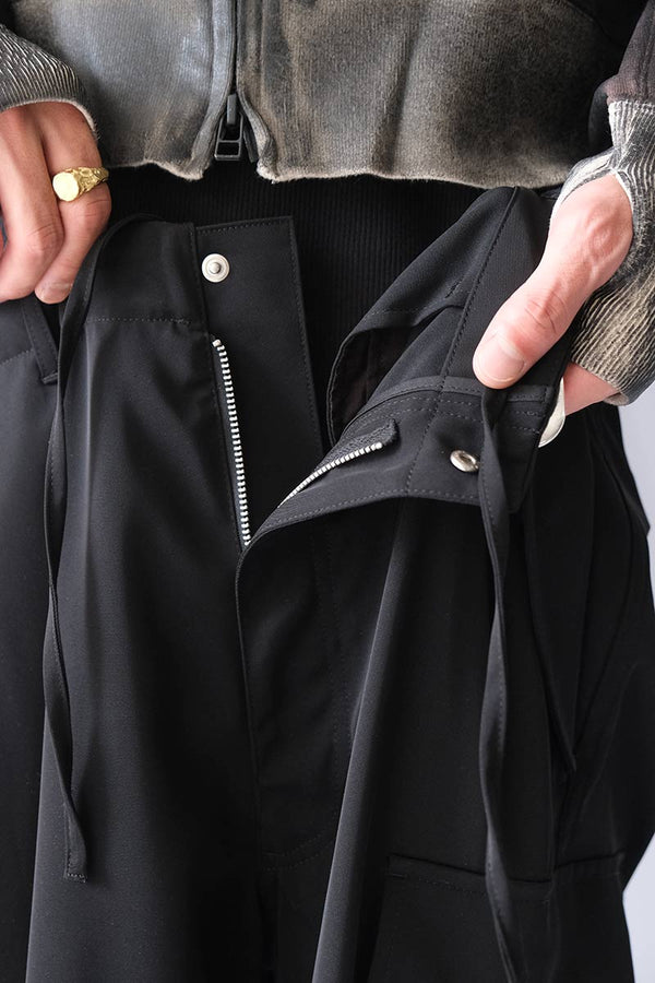 LIGHT TWILL PARACHUTE ZIP PANTS / BLACK [20%OFF]