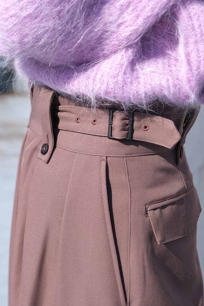 HEAVY WOOL GABARDINE GURKHA CARGO PANTS .11 / ROSE GREY [STOCK EXCLUSIVE]